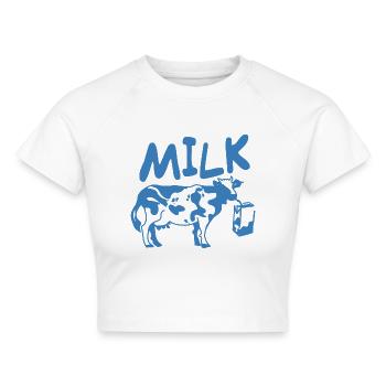 Pastell Kawaii / Kawaii / Kawaii Kuh panische - Cropped Frauen Organic T-Shirt - Weiß - Vorne - AI Model Female 172 dark (172cm)