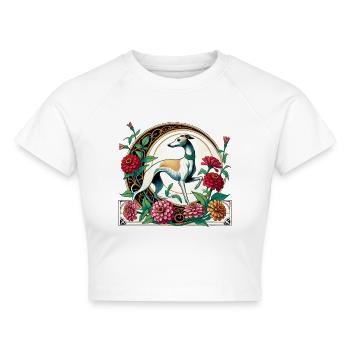 Whippet - Cropped Frauen Organic T-Shirt - Weiß - Vorne - AI Model Female 172 dark (172cm)