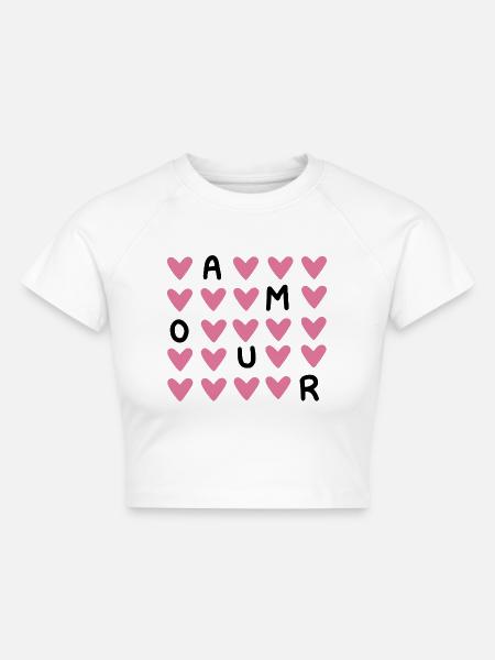 Amour - Cropped Frauen Organic T-Shirt - Weiß