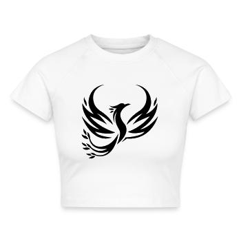 Phönix - Cropped Frauen Organic T-Shirt - Weiß - Vorne - AI Model Female 172 dark (172cm)