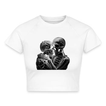Totenkopf - Cropped Frauen Organic T-Shirt - Weiß - Vorne - AI Model Female 172 dark (172cm)