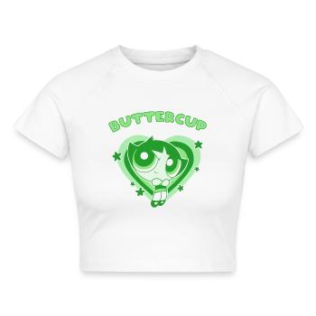Powerpuff Girls Buttercup - Cropped Frauen Organic T-Shirt - Weiß - Vorne - AI Model Female 172 dark (172cm)