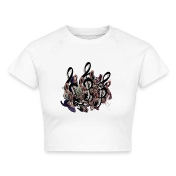 Notenschlüssel - Cropped Frauen Organic T-Shirt - Weiß - Vorne - AI Model Female 172 dark (172cm)