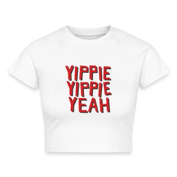 Yippie Yippie Yeah - Die 2000er-Party - Cropped Frauen Organic T-Shirt - Weiß - Vorne - AI Model Female 172 dark (172cm)