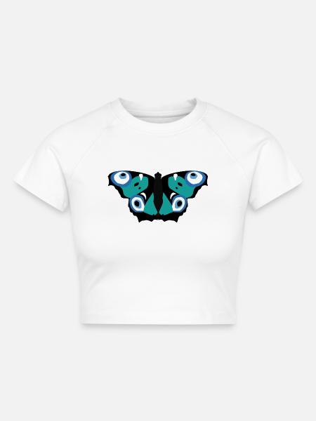 Nazar Butterfly - Cropped Frauen Organic T-Shirt - Weiß