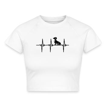 Herzschlag für Dackel Hunde - Cropped Frauen Organic T-Shirt - Weiß - Vorne - AI Model Female 172 dark (172cm)
