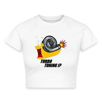 Turbo Schnecke, Turbo Snail, Turbo  - Cropped Frauen Organic T-Shirt - Weiß - Vorne - AI Model Female 172 dark (172cm)