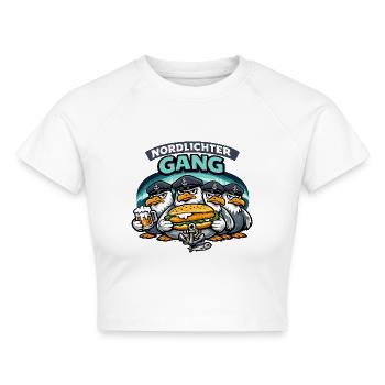 Nordlichter Gang Küstenhumor Möwen Ostsee Nordsee - Cropped Frauen Organic T-Shirt - Weiß - Vorne - AI Model Female 172 dark (172cm)
