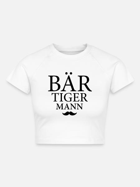 Bär-Tiger-Mann - Cropped Frauen Organic T-Shirt - Weiß
