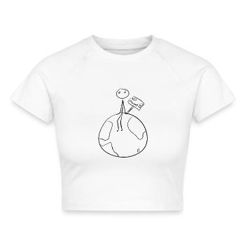 klimaschutz erde - Cropped Frauen Organic T-Shirt - Weiß - Vorne - AI Model Female 172 dark (172cm)