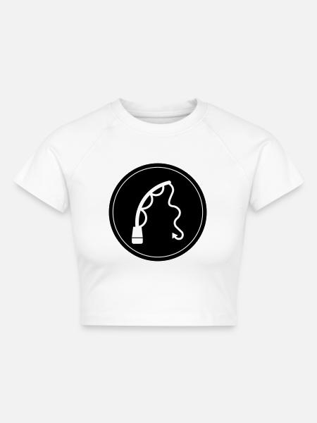Angelrute angeln icon - Cropped Frauen Organic T-Shirt - Weiß