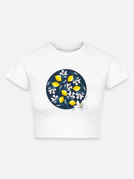 Zitronenblüten - Cropped Frauen Organic T-Shirt - Weiß