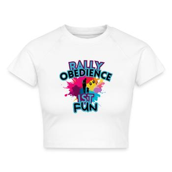 Rally Obedience ist fun inkl Team rainbow - Cropped Frauen Organic T-Shirt - Weiß - Vorne - AI Model Female 172 dark (172cm)