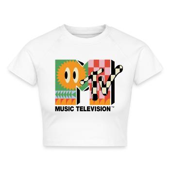 MTV Music Television Buntes Logo Mit Sonne - Cropped Frauen Organic T-Shirt - Weiß - Vorne - AI Model Female 172 dark (172cm)