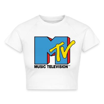 MTV Music Television Klassiches Logo - Cropped Frauen Organic T-Shirt - Weiß - Vorne - AI Model Female 172 dark (172cm)