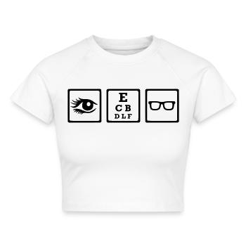 Optiker - Cropped Frauen Organic T-Shirt - Weiß - Vorne - AI Model Female 172 dark (172cm)