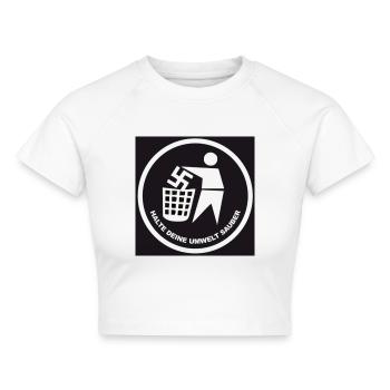 halte deine umwelt sauber - Cropped Frauen Organic T-Shirt - Weiß - Vorne - AI Model Female 172 dark (172cm)
