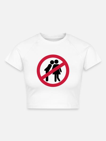 Küssen verboten - Cropped Frauen Organic T-Shirt - Weiß