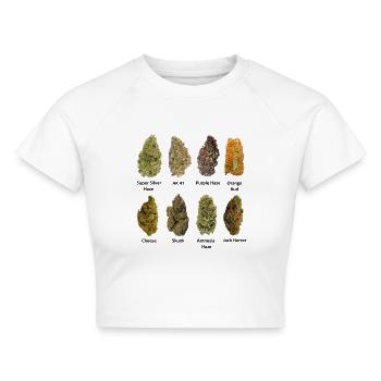 8 Buds of Mary Jane - Cropped Frauen Organic T-Shirt - Weiß - Vorne - AI Model Female 172 dark (172cm)