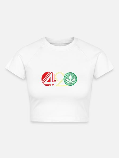 420 mit Cannabis Hanfblatt - Cropped Frauen Organic T-Shirt - Weiß
