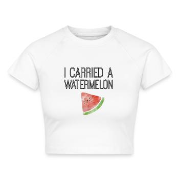 I carried a watermelon - Cropped Frauen Organic T-Shirt - Weiß - Vorne - AI Model Female 172 dark (172cm)