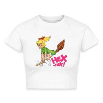 Bibi Blocksberg fliegt auf Kartoffelbrei Hex-Hex! - Cropped Frauen Organic T-Shirt - Weiß - Vorne - AI Model Female 172 dark (172cm)