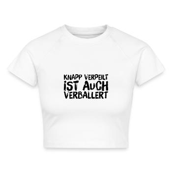 Ballern | Druffi Techno Teile Druffen Geschenkidee - Cropped Frauen Organic T-Shirt - Weiß - Vorne - AI Model Female 172 dark (172cm)