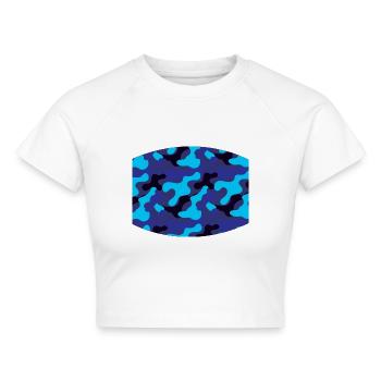 blue camouflage pattern - Cropped Frauen Organic T-Shirt - Weiß - Vorne - AI Model Female 172 dark (172cm)