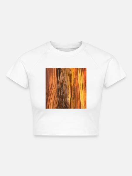 Holz - Cropped Frauen Organic T-Shirt - Weiß