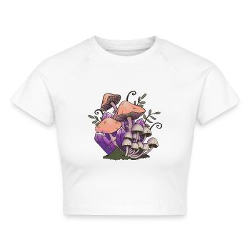 Pilze und Kristalle - Cropped Frauen Organic T-Shirt - Weiß - Vorne - AI Model Female 172 dark (172cm)