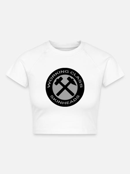 working class skinheads - Cropped Frauen Organic T-Shirt - Weiß