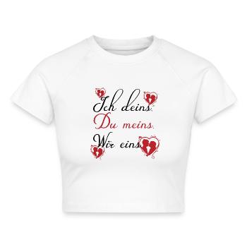 Valentinstag Jahrestag Romantik Sprüche Verliebte - Cropped Frauen Organic T-Shirt - Weiß - Vorne - AI Model Female 172 dark (172cm)