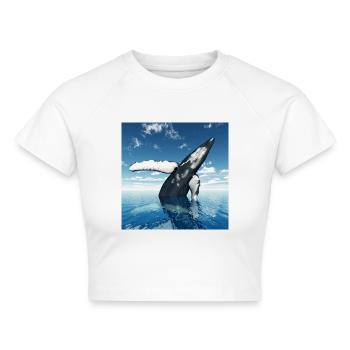 Buckelwal, Wal, Walfisch - Cropped Frauen Organic T-Shirt - Weiß - Vorne - AI Model Female 172 dark (172cm)