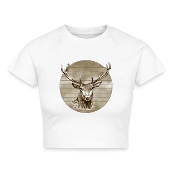 Hirsch - Cropped Frauen Organic T-Shirt - Weiß - Vorne - AI Model Female 172 dark (172cm)