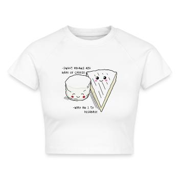 Witzige Sprüche cheese - Cropped Frauen Organic T-Shirt - Weiß - Vorne - AI Model Female 172 dark (172cm)