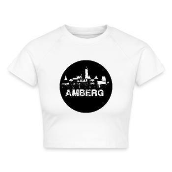 amberg,skyline,schwarz,kreis,scherenschnitt - Cropped Frauen Organic T-Shirt - Weiß - Vorne - AI Model Female 172 dark (172cm)