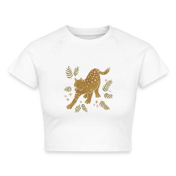 Wilde Tiere - Luchs - Cropped Frauen Organic T-Shirt - Weiß - Vorne - AI Model Female 172 dark (172cm)