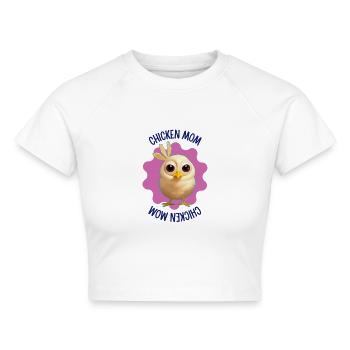 Chicken Mom - Cropped Frauen Organic T-Shirt - Weiß - Vorne - AI Model Female 172 dark (172cm)