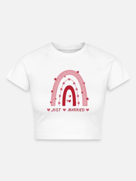 Just married! - Cropped Frauen Organic T-Shirt - Weiß