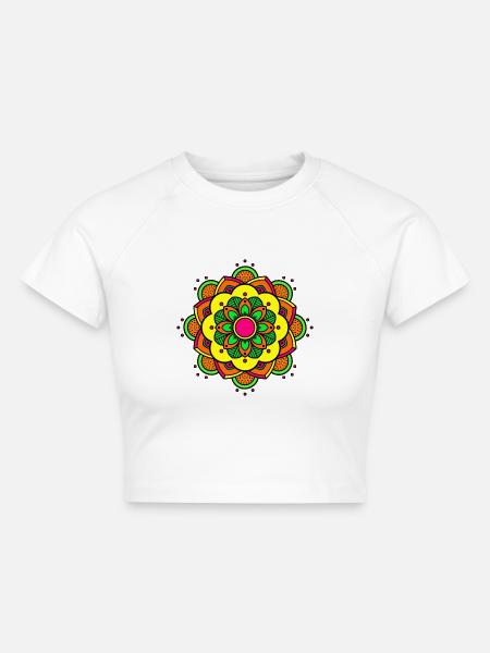 Mandala - Cropped Frauen Organic T-Shirt - Weiß