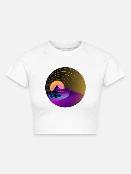 E30 - Retro - Synthwave - Style - Cropped Frauen Organic T-Shirt - Weiß