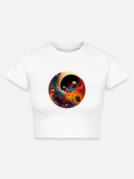 3D Universum - Cropped Frauen Organic T-Shirt - Weiß