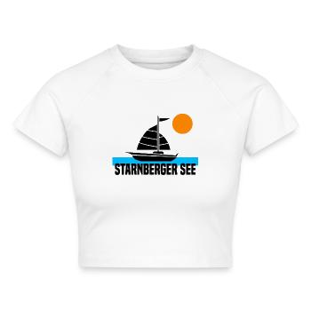Starnberger See - Cropped Frauen Organic T-Shirt - Weiß - Vorne - AI Model Female 172 dark (172cm)
