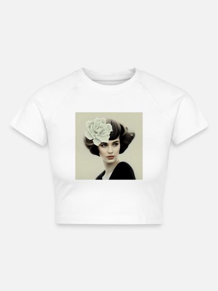 Ava, digitale Malerei - Cropped Frauen Organic T-Shirt - Weiß