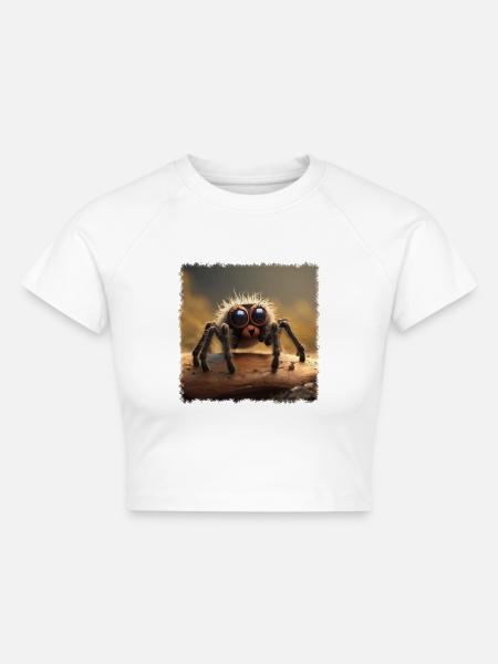 Süße Spinne - Cropped Frauen Organic T-Shirt - Weiß