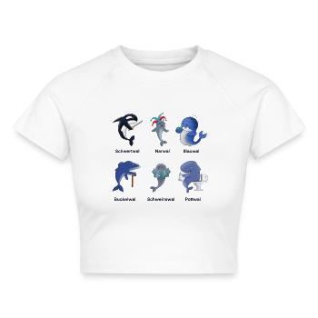 Wal Wale als lustiger Comic - Cropped Frauen Organic T-Shirt - Weiß - Vorne - AI Model Female 172 dark (172cm)