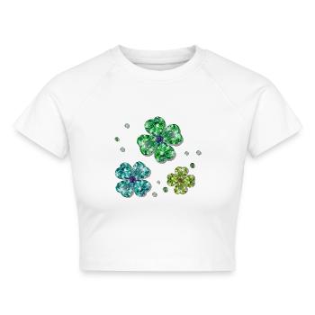 Kleeblätter - Cropped Frauen Organic T-Shirt - Weiß - Vorne - AI Model Female 172 dark (172cm)