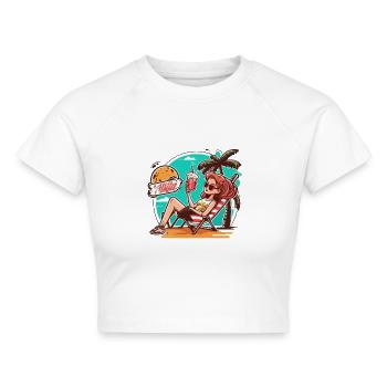 Insel-Vibes - Cropped Frauen Organic T-Shirt - Weiß - Vorne - AI Model Female 172 dark (172cm)