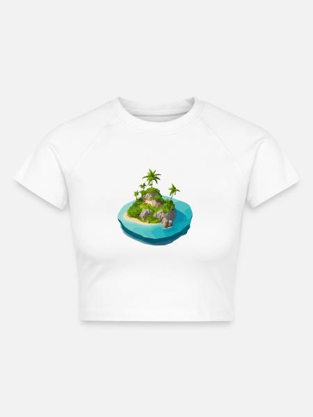 Insel vectorisiert - Cropped Frauen Organic T-Shirt - Weiß
