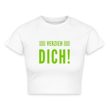 geh weg - Cropped Frauen Organic T-Shirt - Weiß - Vorne - AI Model Female 172 dark (172cm)